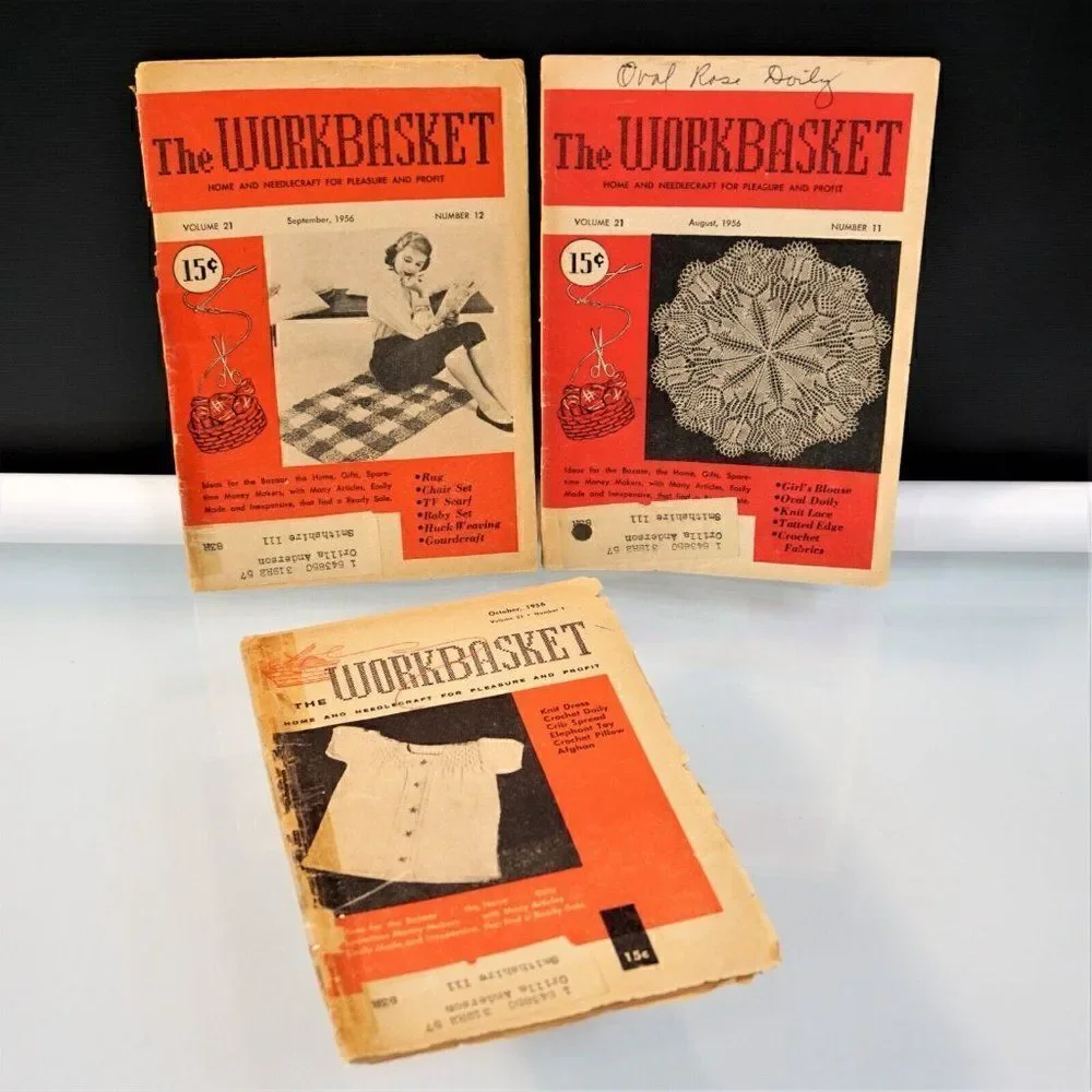 6 Issues The Workbasket Magazine 1956 Vintage Publication Home and Needlecraft